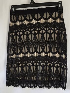 Xhilaration Black Lace Pencil Skirt with Underlayer